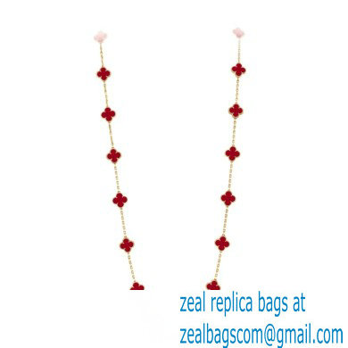 Van Cleef & Arpels Onyx Vintage Alhambra Necklace red/gold